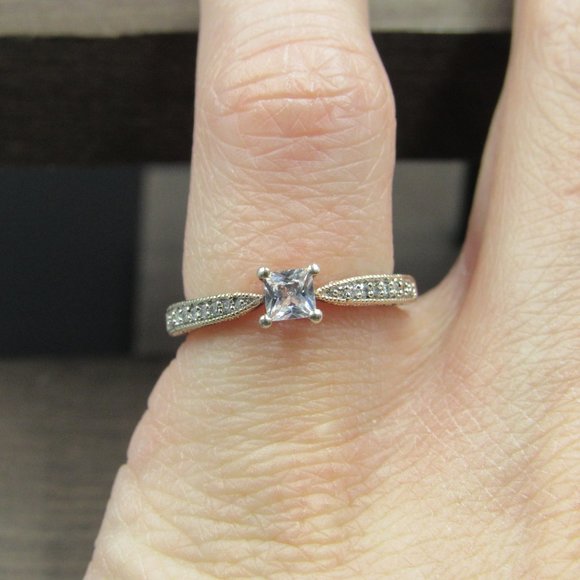 Size 6 Sterling Silver Gold Plated Sapphire & Diamond Accent Band Ring Vintage - Picture 5 of 10